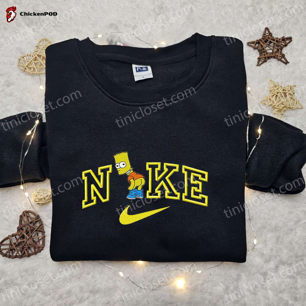 Bart Simpson x Nike Cartoon Embroidered Tshirt: Nike Inspired Shirt Best Birthday Gift Ideas