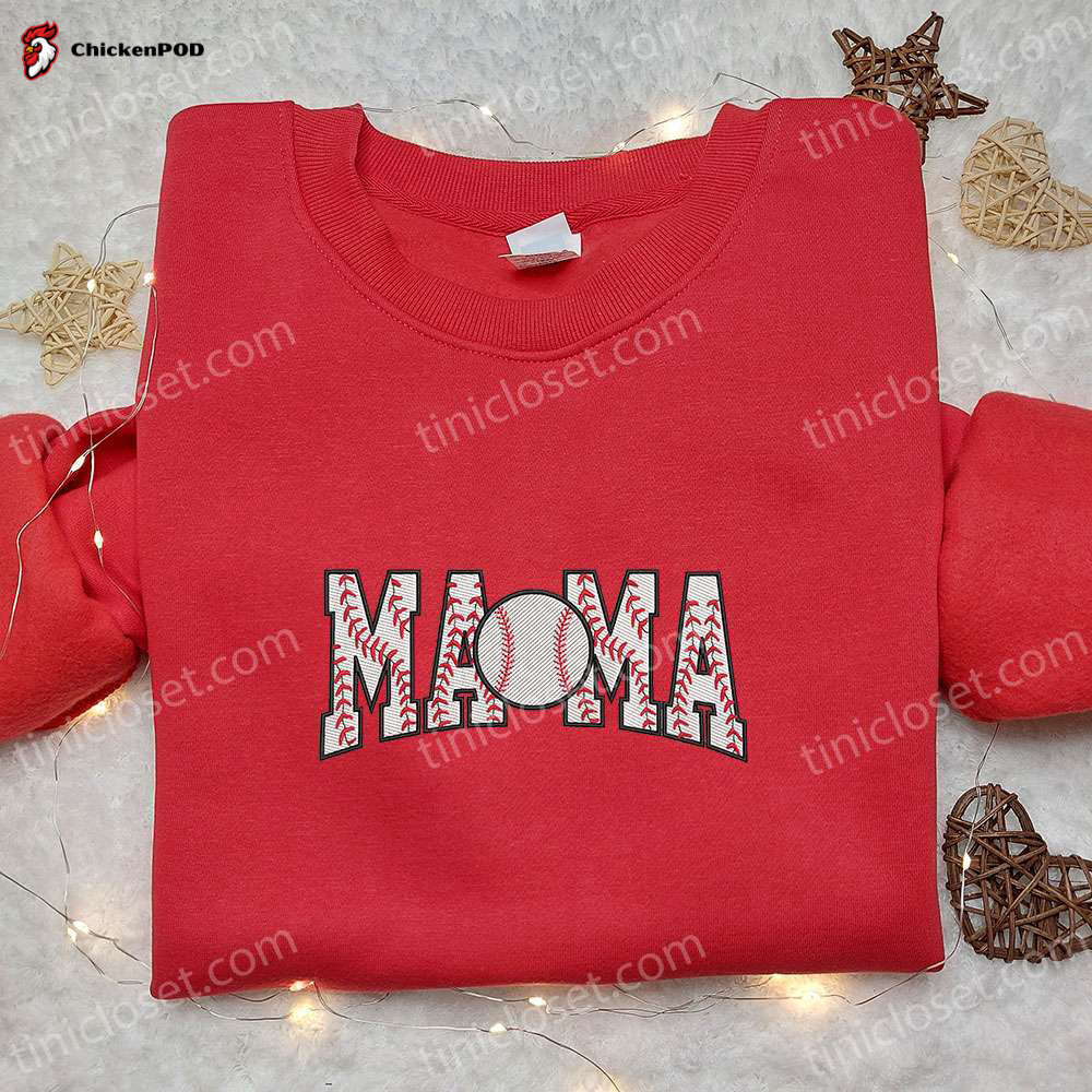 Baseball Mama Embroidered Shirt & Sports Hoodie: Perfect Mother’s Day Gift Idea