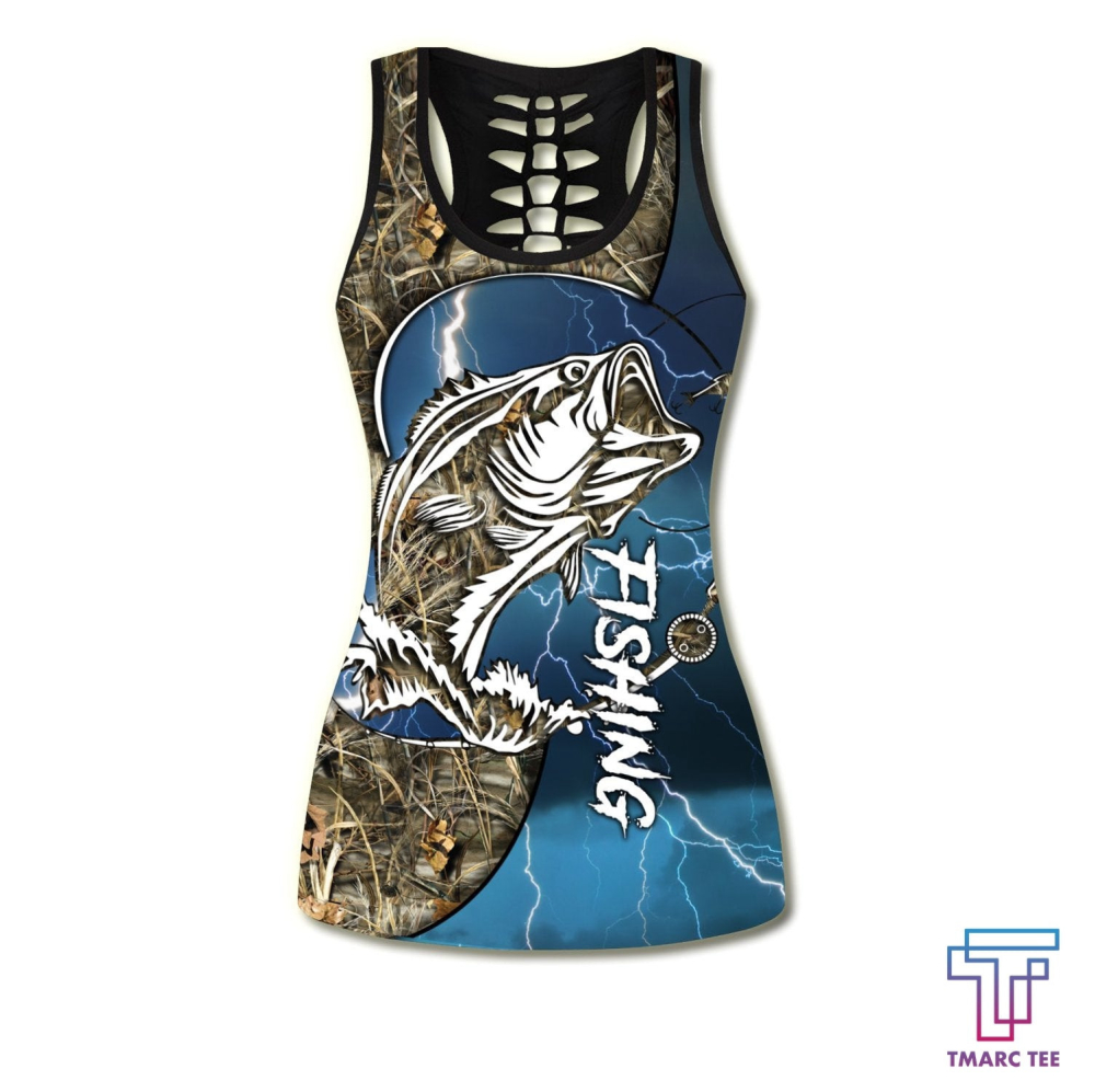 Bass Fishing – blue tattoos Camo Combo Legging + Tank