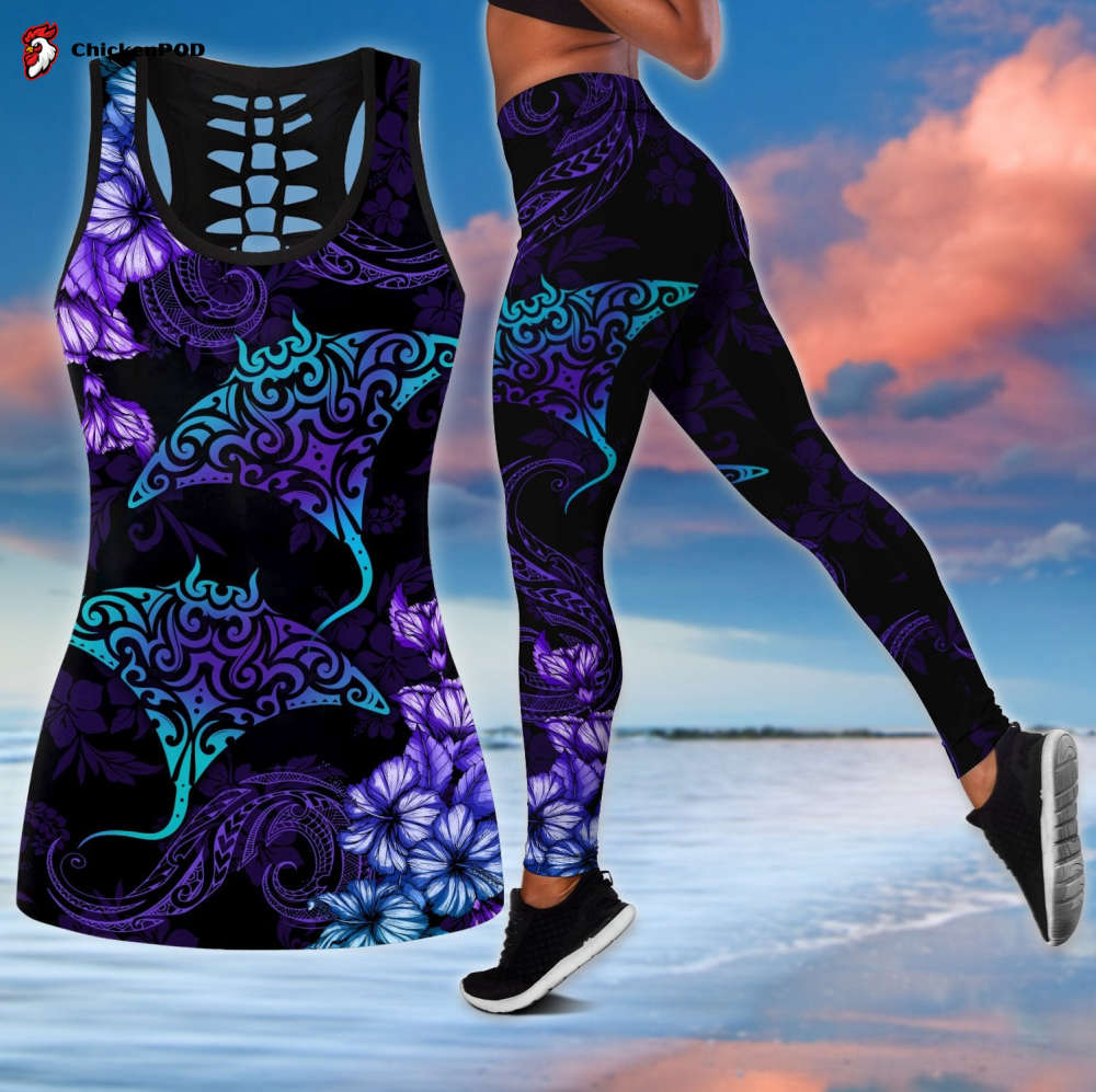 Beautiful rays hibiscus hawaii combo legging tanktop