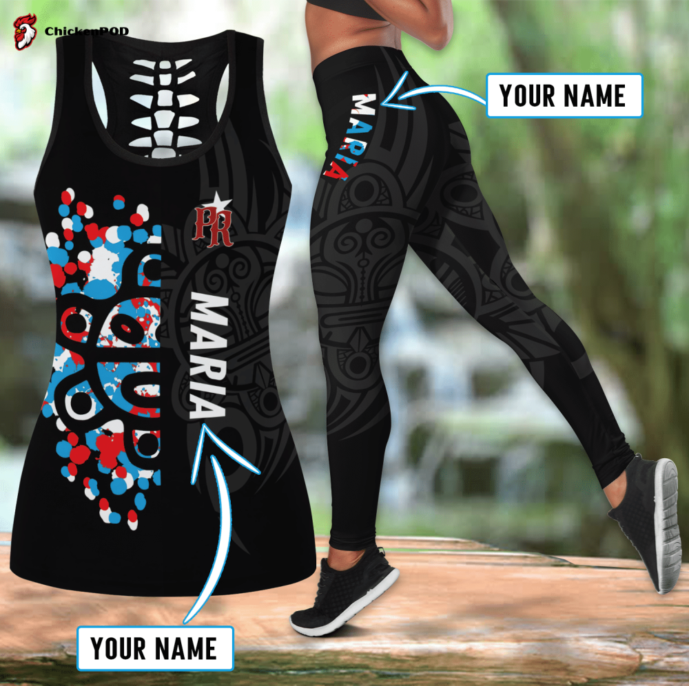 Beebuble Customize Name Jesus Bless Puerto Rico Combo Tank top For Women Sport Gifts and Legging