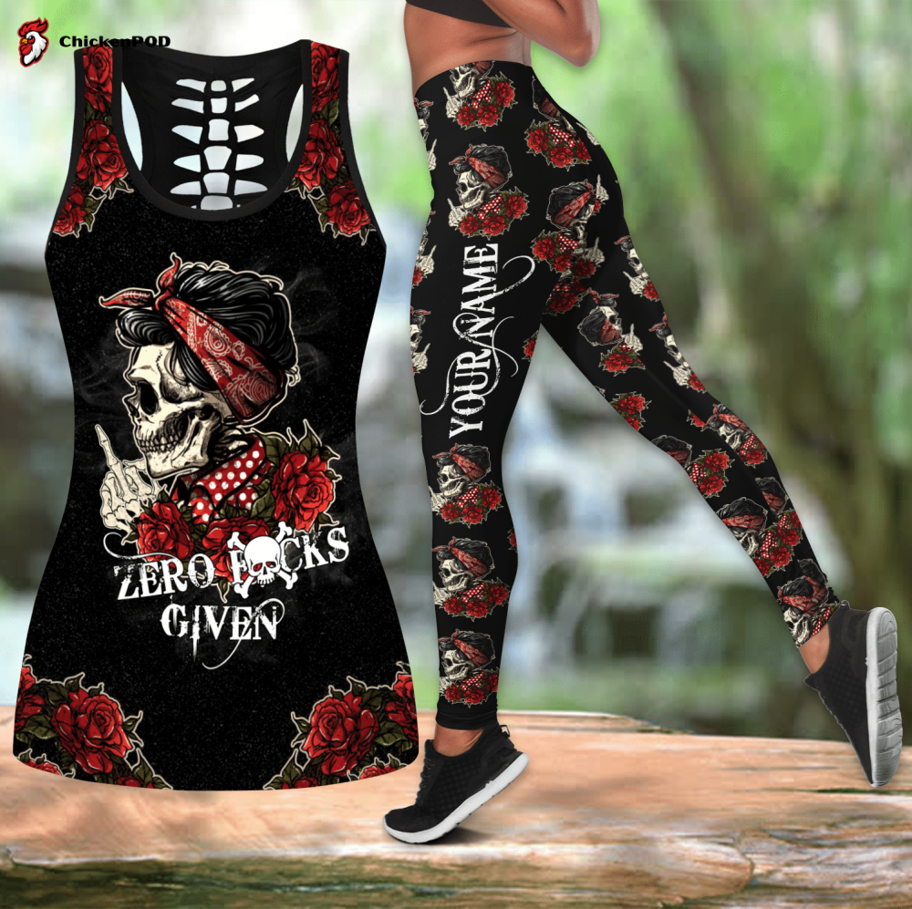 October Queen 3D All Over Printed Legging + Hollow Tank Combo for Women