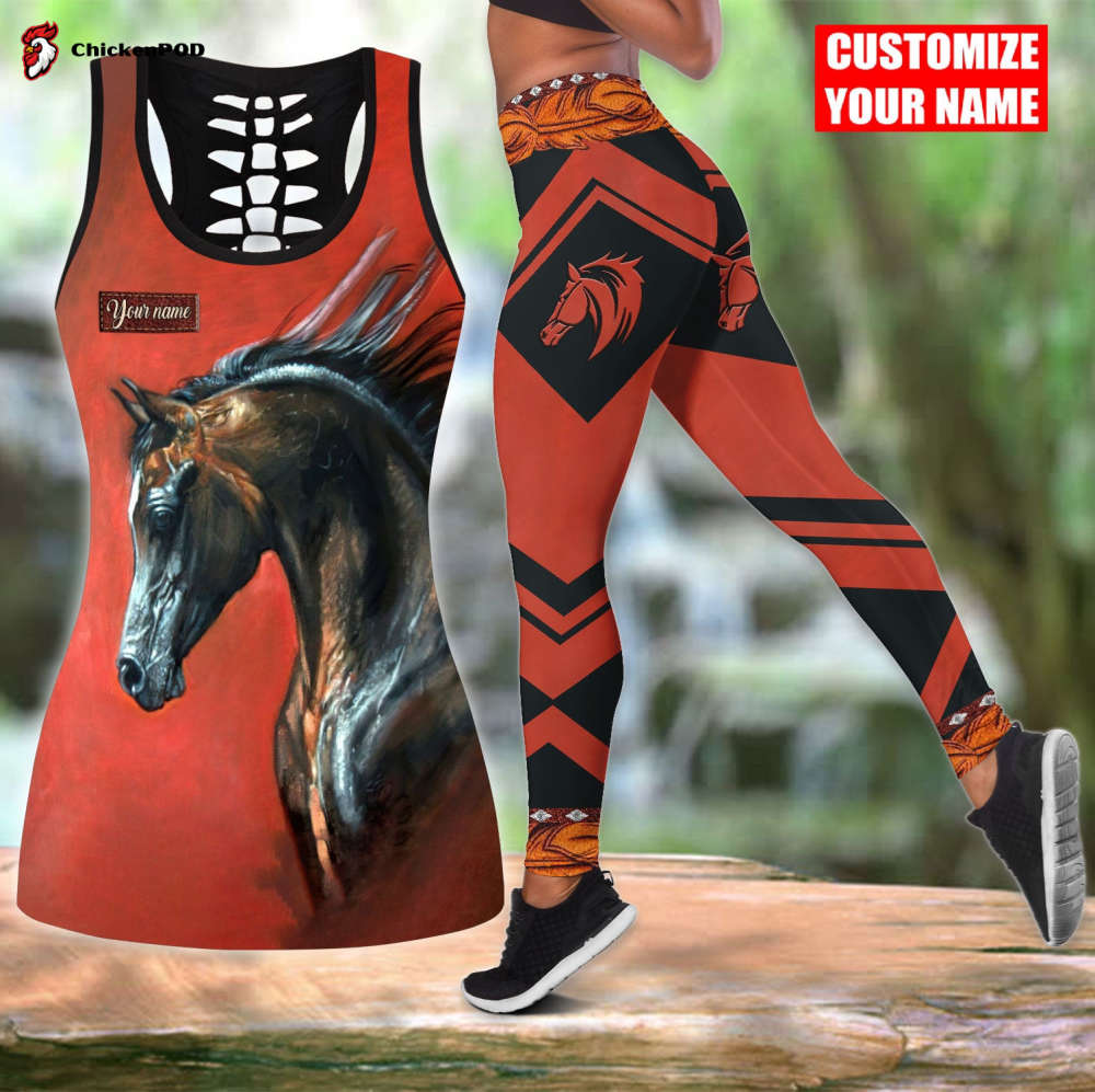 Beebuble Customized Name Love Horse All Over Printed Combo Tanktop + Legging HN