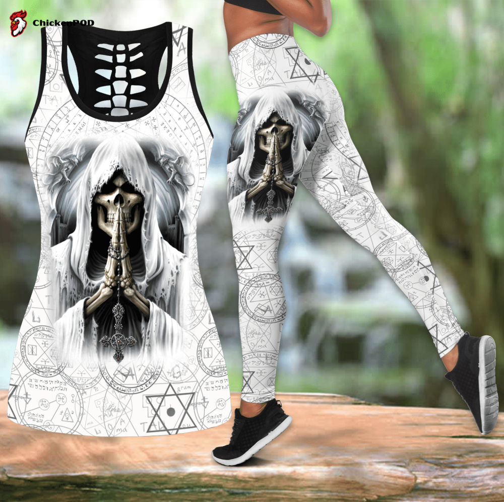 Beebuble God Of Death Skull Combo Hollow Tank Top And Legging Outfit MH