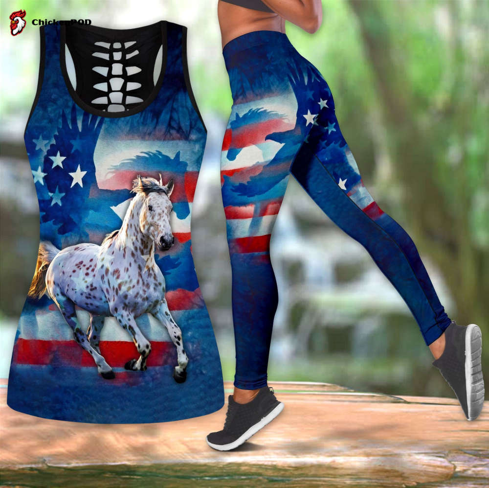 Beebuble Horse Appaloosa American Flag Combo Tanktop Legging