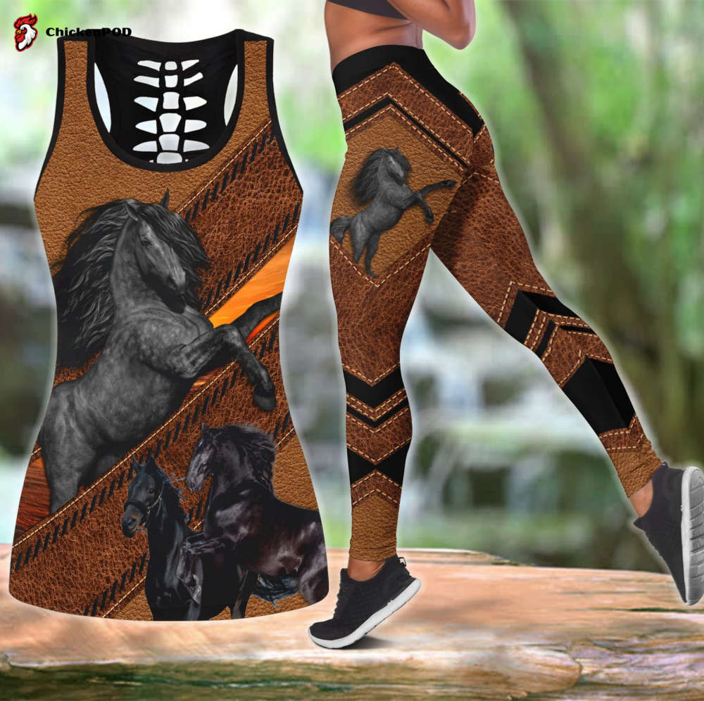 Beebuble Horse Friesian Brown Line Combo Tanktop Legging