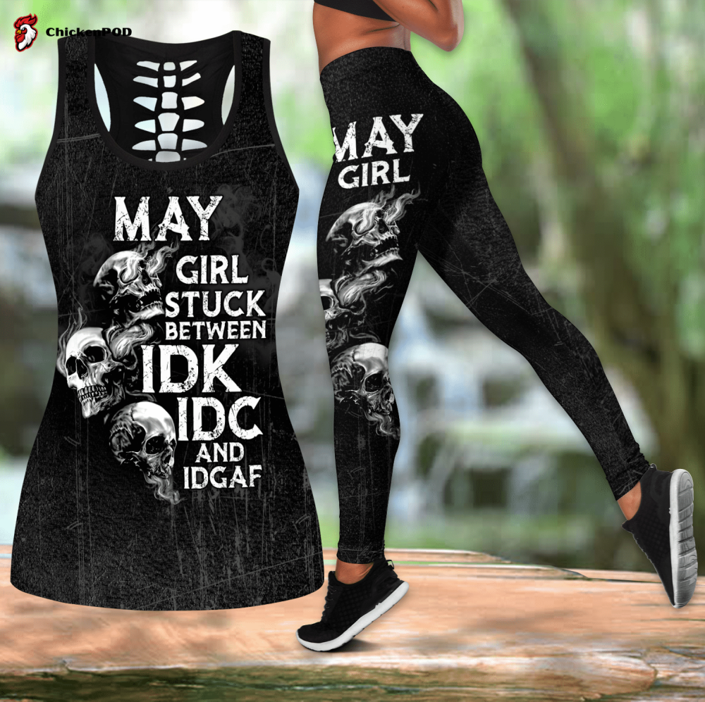 Beebuble May Girl Skull Combo Hollow Tank Top And Legging Outfit TNA.S