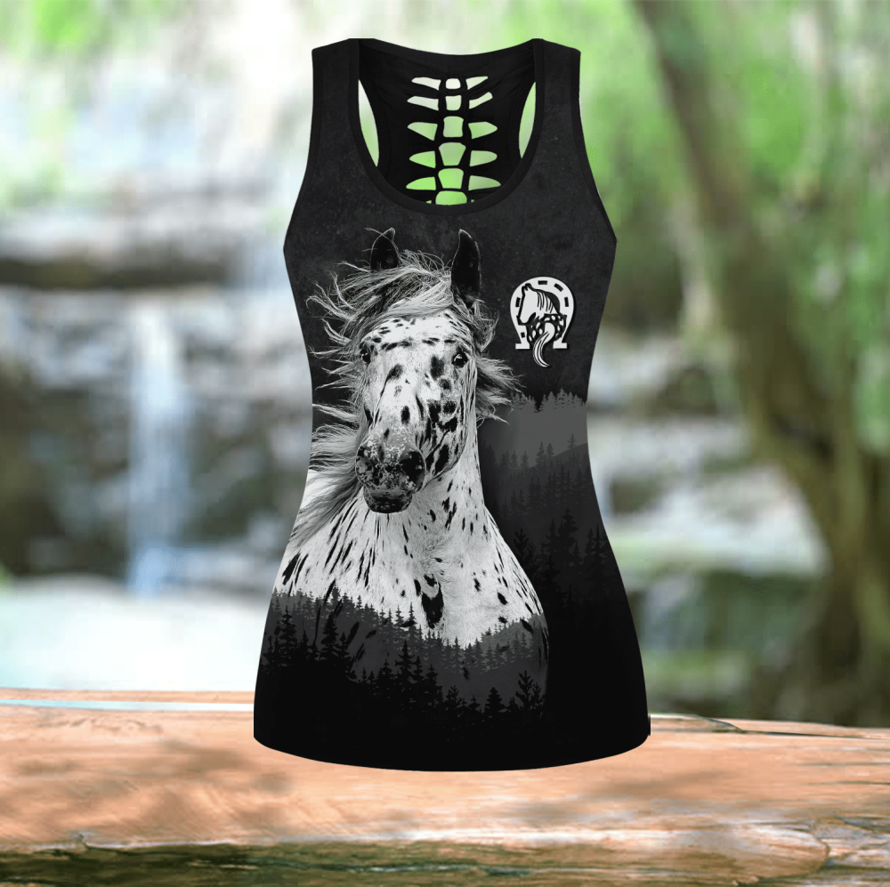 Beebuble Personalized Appaloosa Horse Black & White Color 3D Printed Combo Legging Tanktop