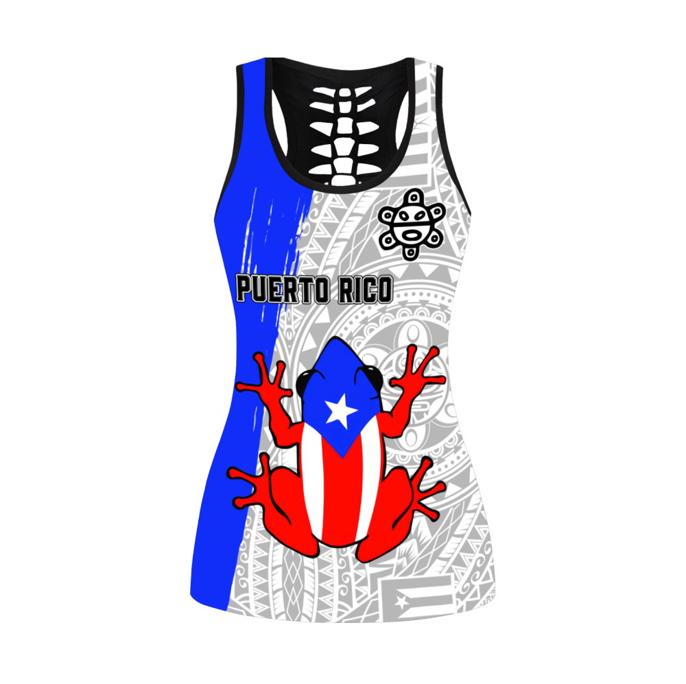 Beebuble Puerto Rico Coqui Flag All Over Printed Combo Legging Tanktop