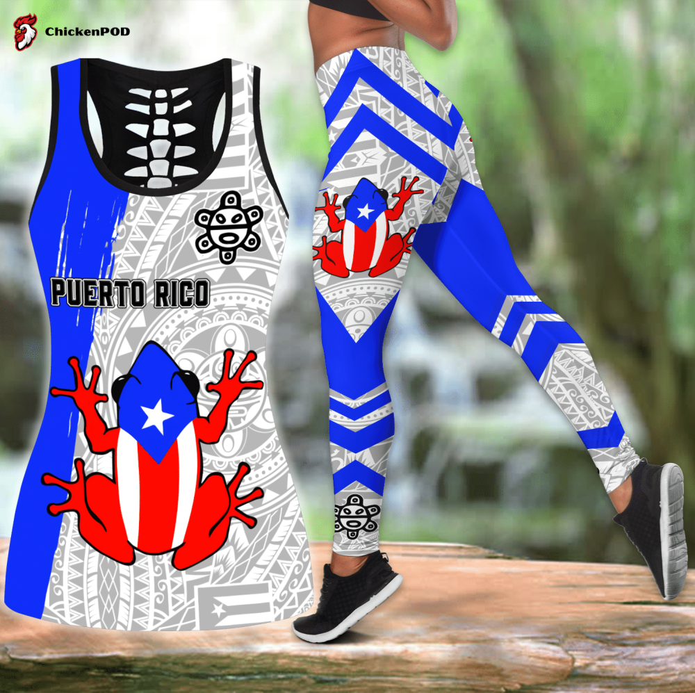 Beebuble Puerto Rico Coqui Flag All Over Printed Combo Legging Tanktop