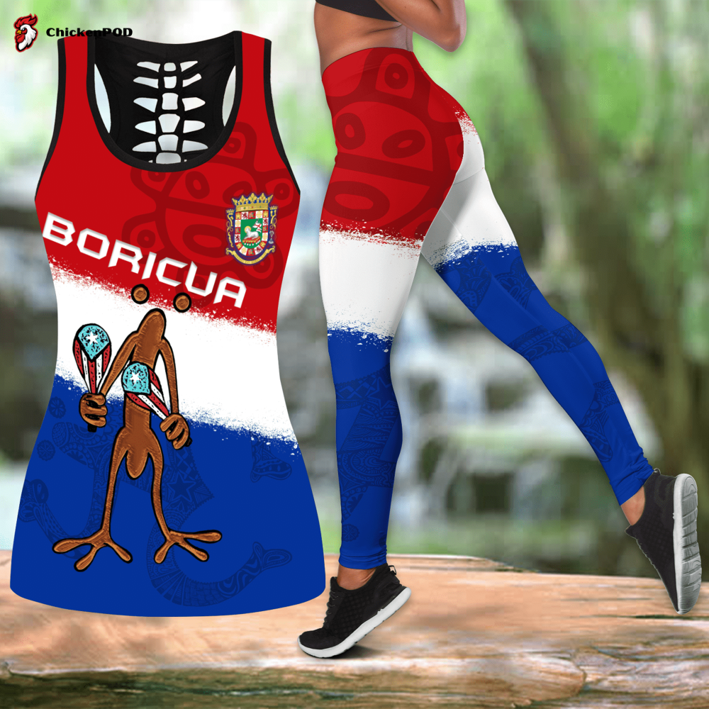 Beebuble New Zealand Maori Aotearoa Tiki D Over Printed Combo Legging and Hollow Tank