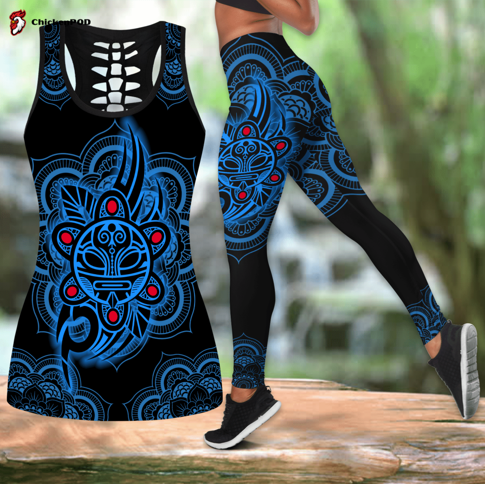 Beebuble Puerto Rico Tattoo Combo Hollow Tank Top And Legging Outfit MH