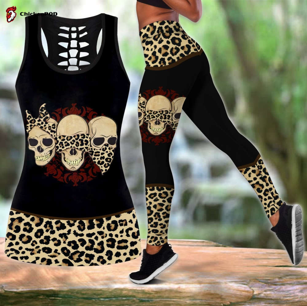 Beebuble Three Wise Skull Combo Hollow Tank Top And Legging Outfit TR