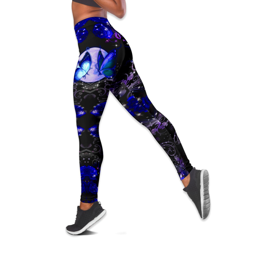 Blue Butterfly Combo Legging + Tanktop Blue Color