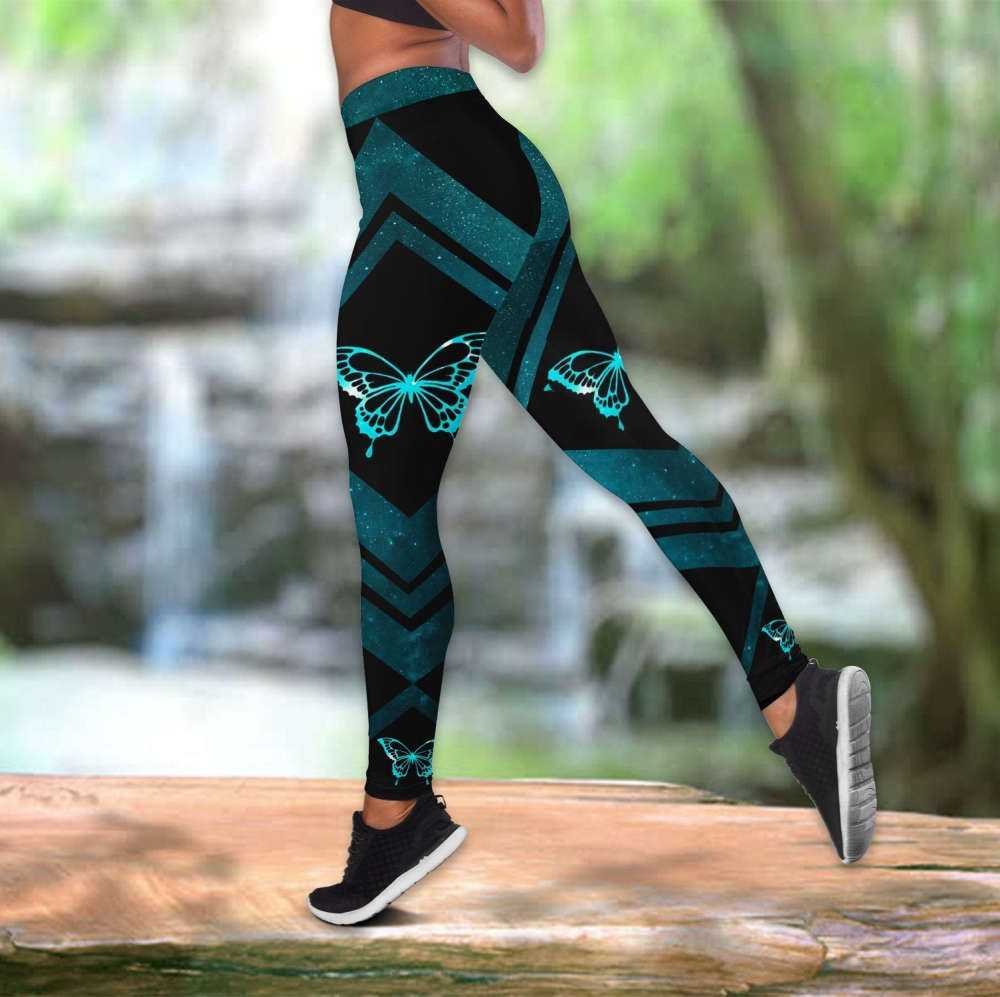 Blue butterfly legging + hollow tank combo HAC