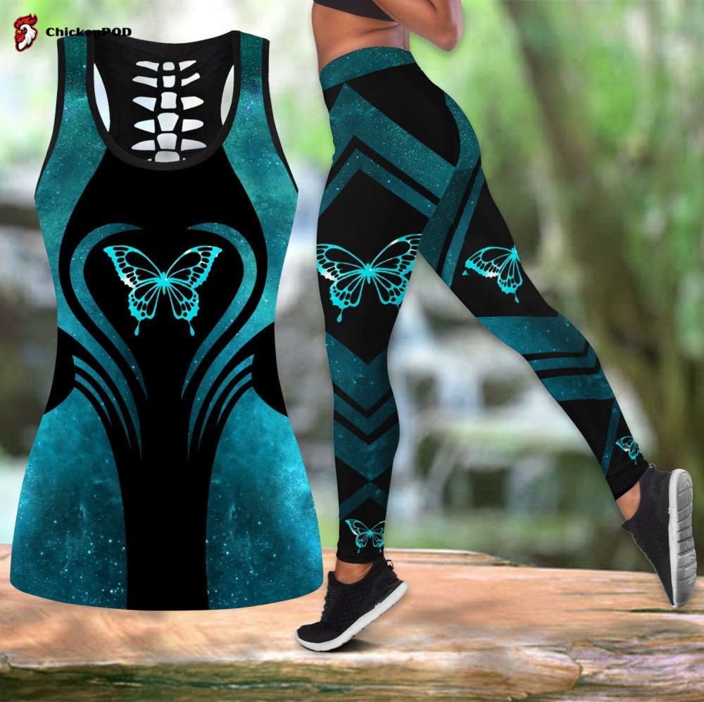 Blue butterfly legging + hollow tank combo HAC