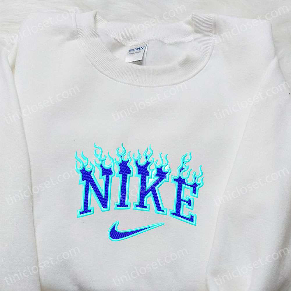 Blue Fire x Nike Embroidered Shirt: Stylish Nike-Inspired Gift Perfect for Family