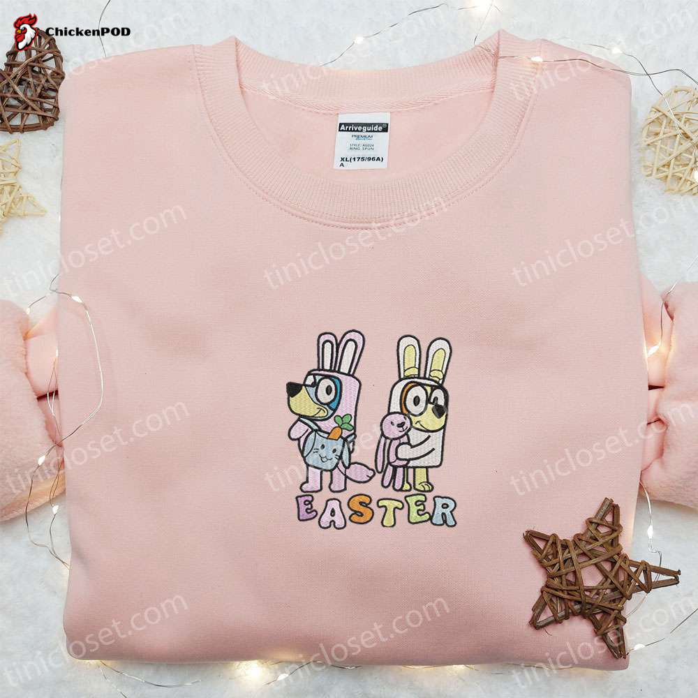 Bluey and Bingo Easter Bunny Embroidered Shirt & Cartoon Hoodie – Perfect Thanksgiving Day Gift Idea