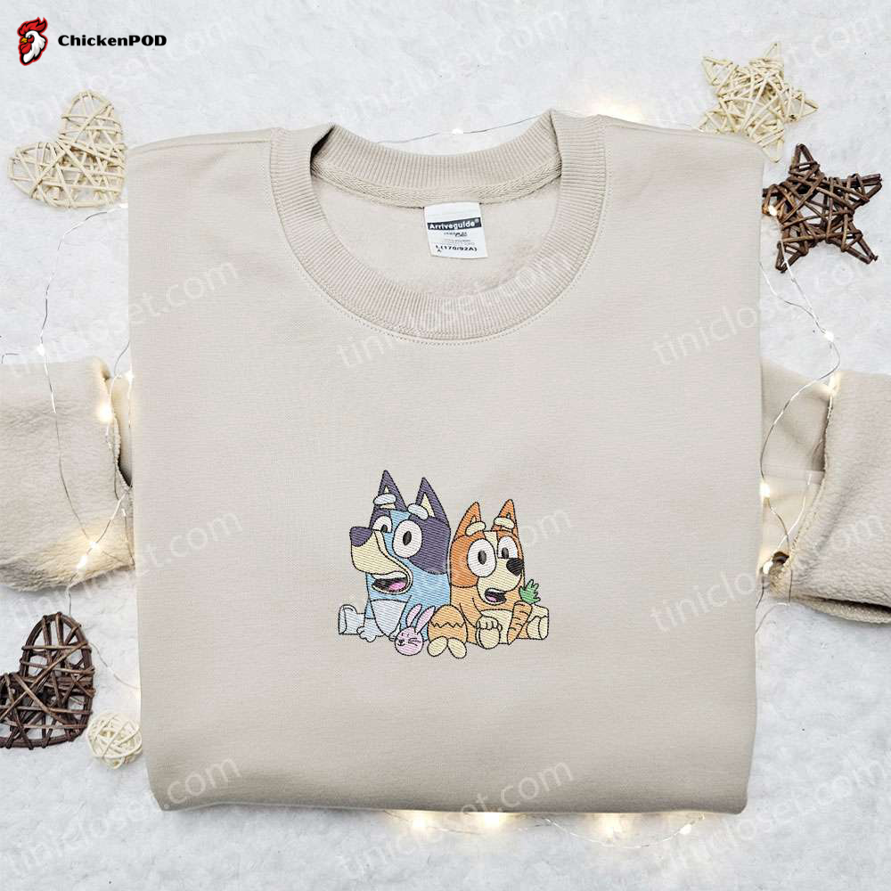 Bluey Easter Embroidered Shirt & Cartoon Hoodie: Thanksgiving Day Gift Idea