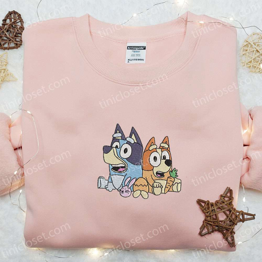 Bluey Easter Embroidered Shirt & Cartoon Hoodie: Thanksgiving Day Gift Idea