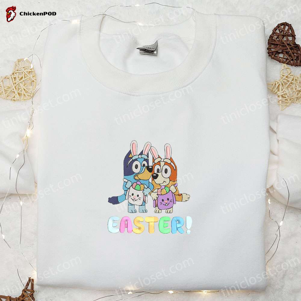 Bluey and Bingo Sisters Embroidered Shirt & Cartoon Hoodie: Perfect Family Gift Idea