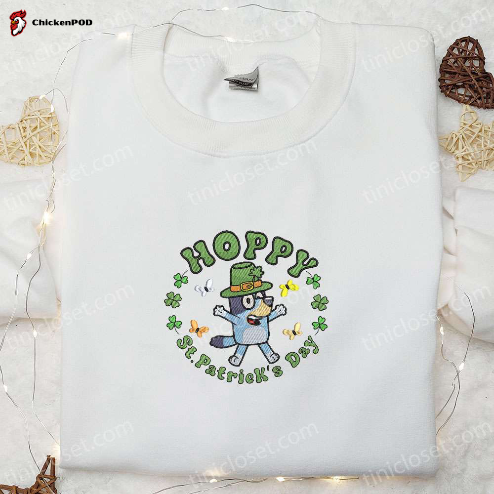 Bluey Hoppy St Patrick s Day Shirt & Hoodie: Best Holiday Gift Idea with Embroidered Designs