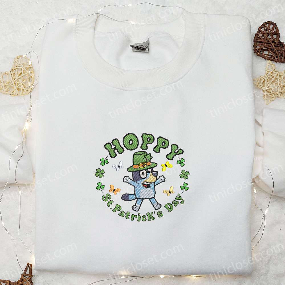 Bluey Hoppy St Patrick s Day Shirt & Hoodie: Best Holiday Gift Idea with Embroidered Designs