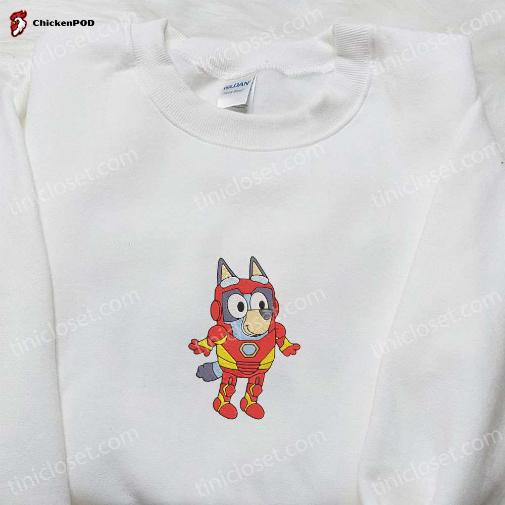 Bluey Iron Man Marvel Team Shirt & Cartoon Hoodie: Best Gift Idea Embroidered with Bluey Characters