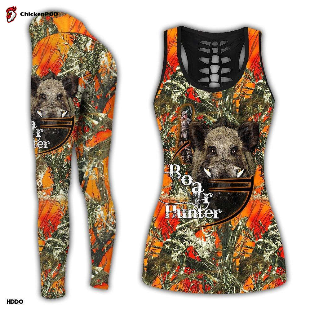 Boar Hunting Camo Orange Combo Tank Top + Legging Sport Gifts