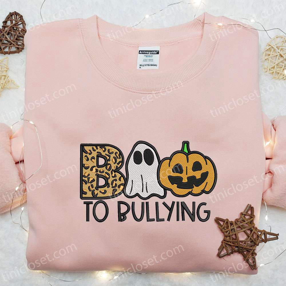 Boo To Bullying Pumpkin Embroidered Shirt: Best Halloween Gift Ideas