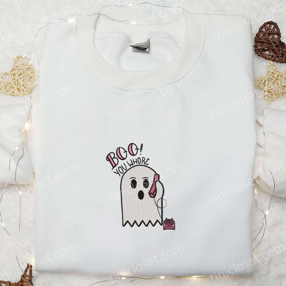 Spook-tacular Boo You Whore Embroidered Shirt – Perfect Halloween Gift Idea!