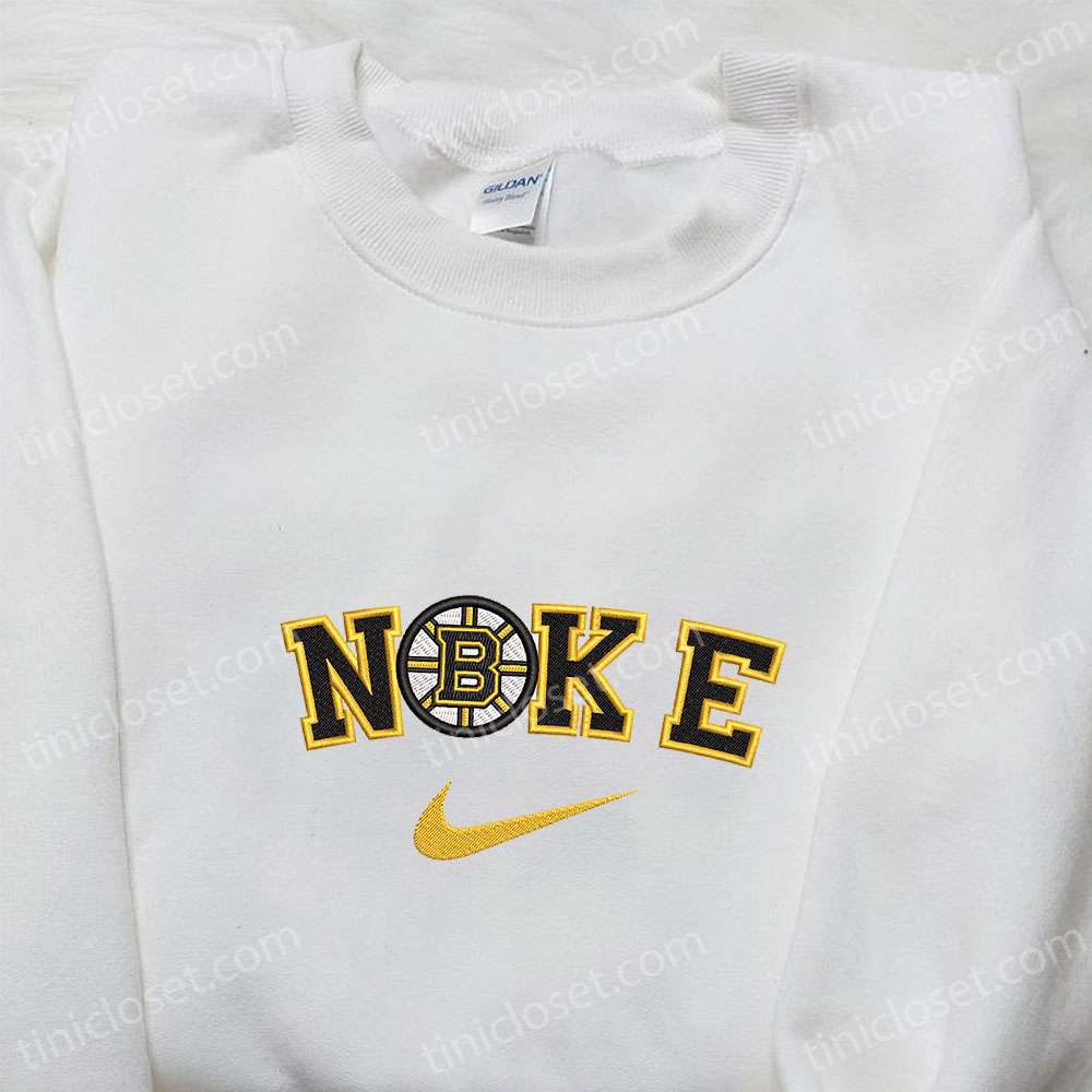 Nike Inspired Boston Bruins Embroidered Shirt & Hoodie: NHL Sports Apparel