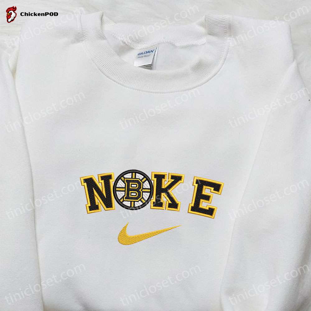 Nike Inspired Boston Bruins Embroidered Shirt & Hoodie: NHL Sports Apparel