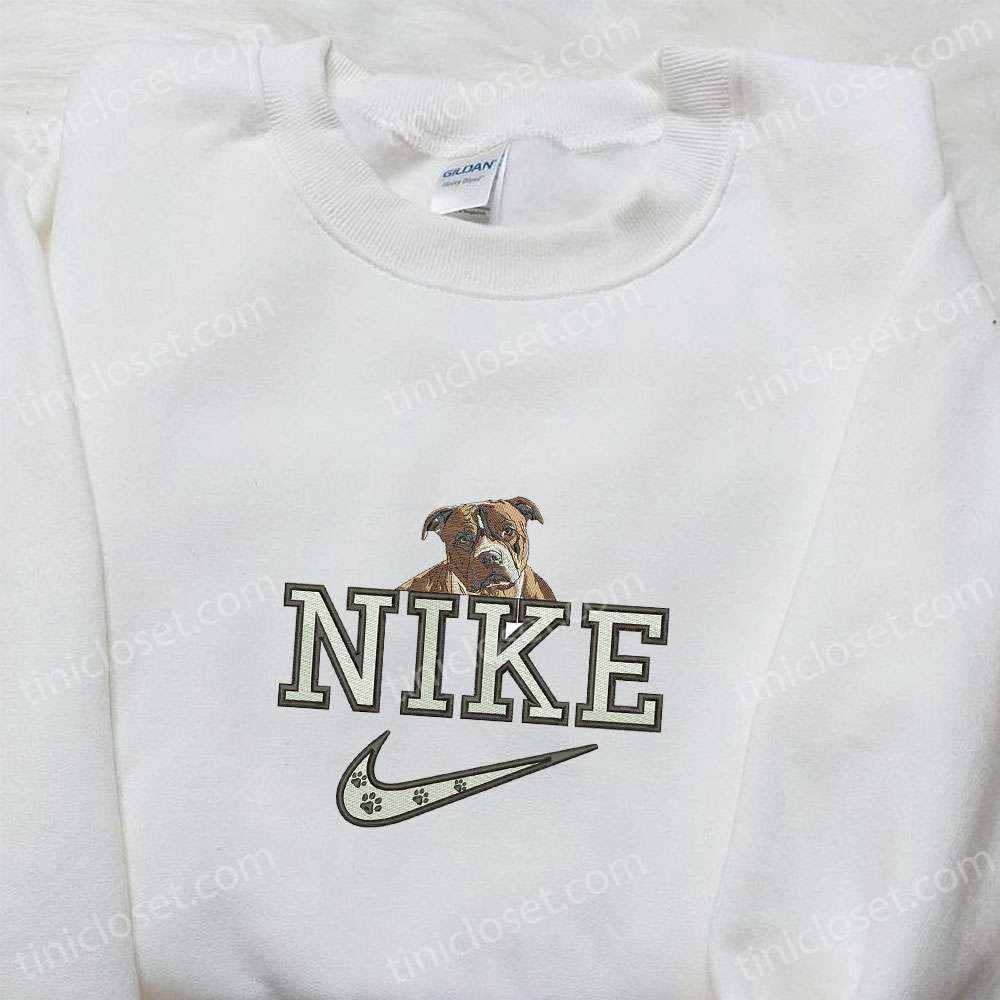 Boxer Dog x Nike Embroidered Shirt: Custom Animal Nike Tee Ideal Birthday Gift Idea