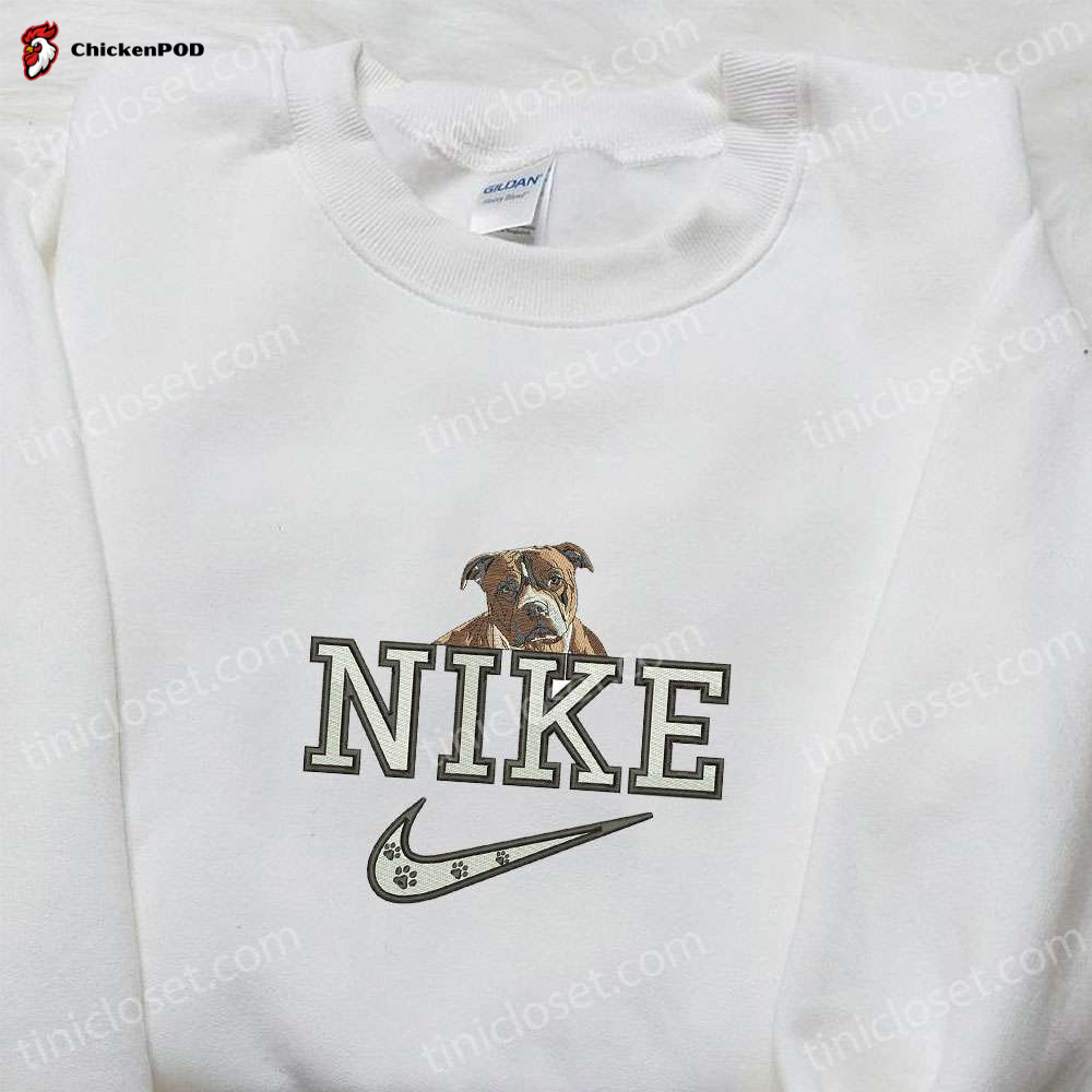 Boxer Dog x Nike Embroidered Shirt: Custom Animal Nike Tee Ideal Birthday Gift Idea