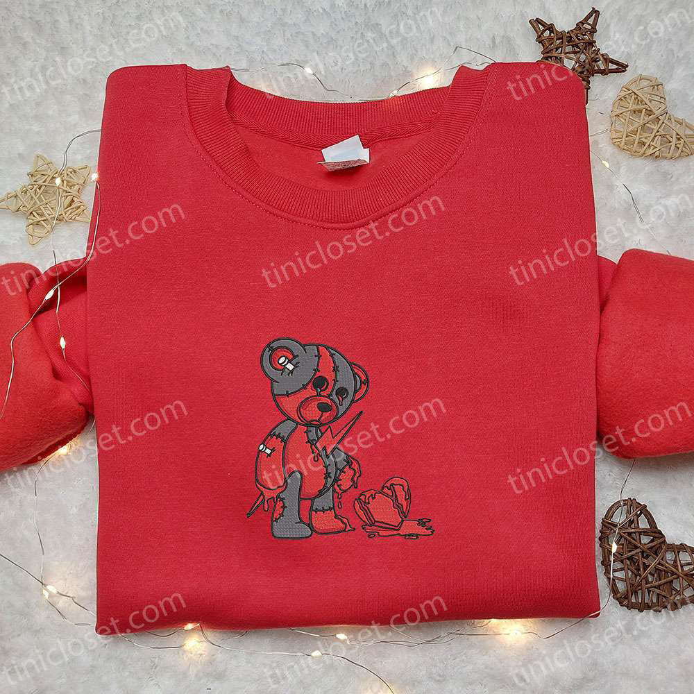 Halloween Embroidered Shirt: Broken Heart Teddy Bear Design – Best Gifts for Family