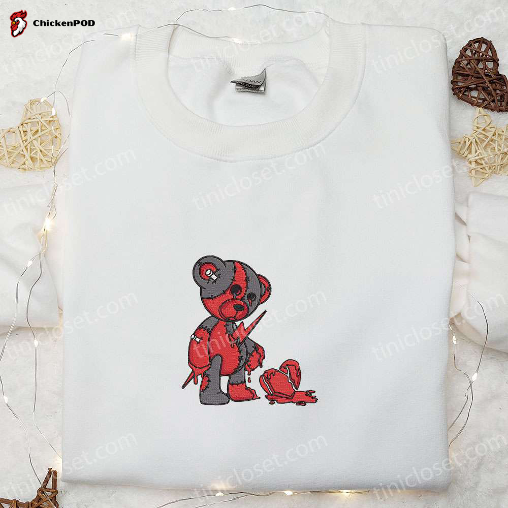 Halloween Embroidered Shirt: Broken Heart Teddy Bear Design – Best Gifts for Family