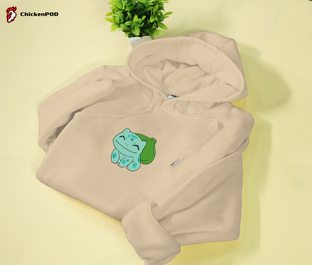 Bulbasaur Embroidered Hoodie: Anime Sweatshirt Gift for Fans