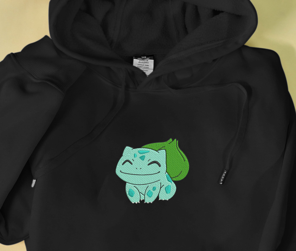 Bulbasaur Embroidered Hoodie: Anime Sweatshirt Gift for Fans