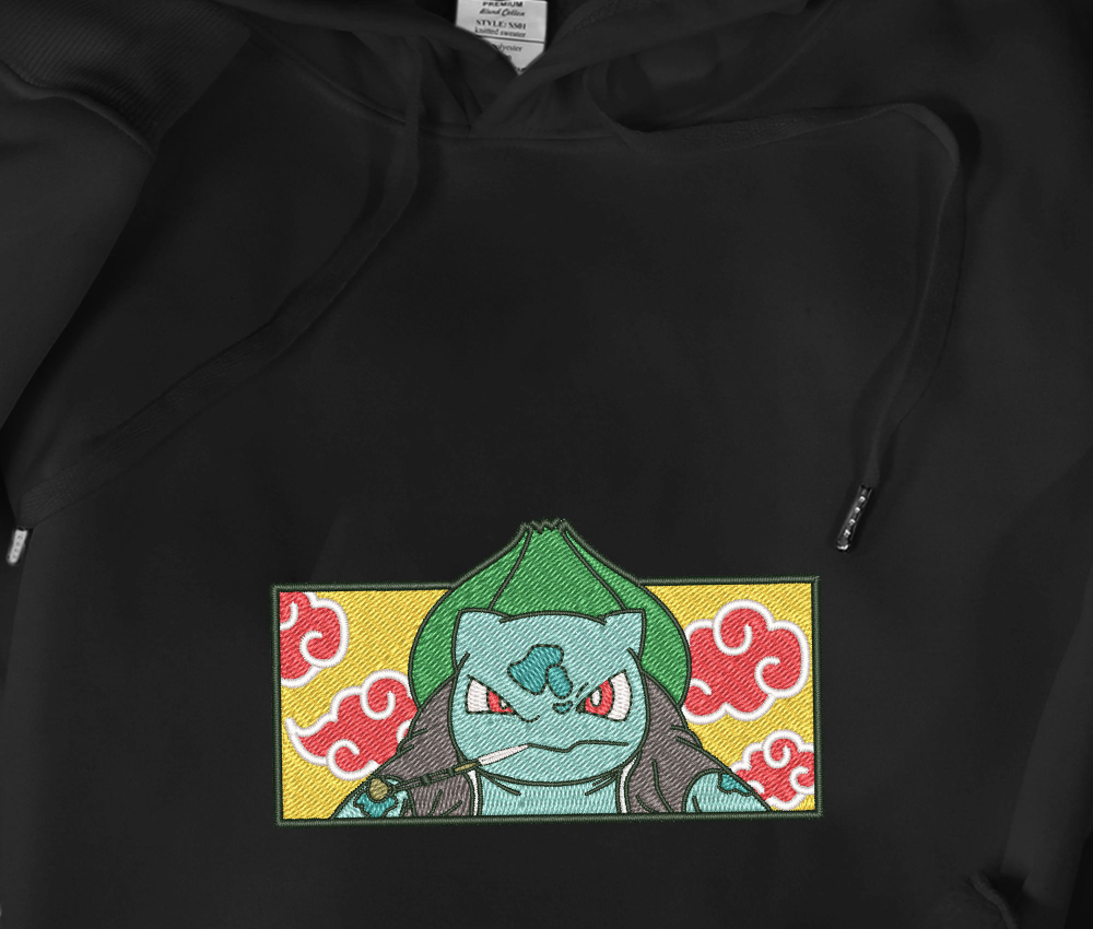 Bulbasaur Embroidered Hoodie – Anime Sweatshirt for Gifts