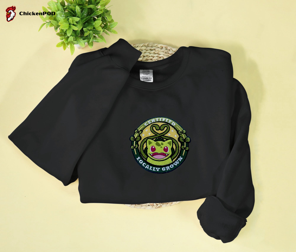 Bulbasaur Embroidered Sweatshirt – Perfect Anime Gift for Christmas Birthday & Holidays