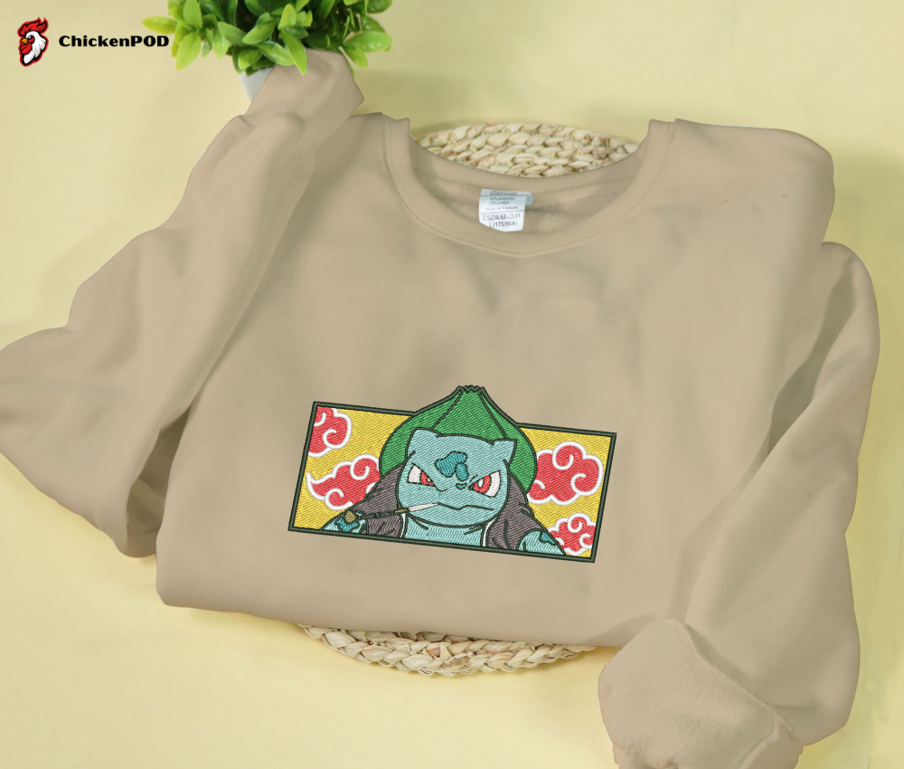 Bulbasaur Embroidered Sweatshirt: Anime Gift with Vibrant Embroidery