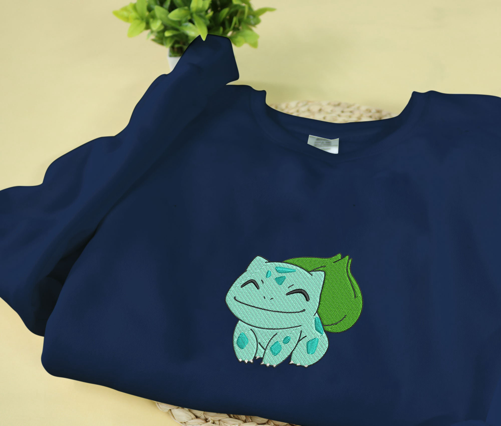 Bulbasaur Embroidered Sweatshirt – Anime Gifts for a Cosy Style!