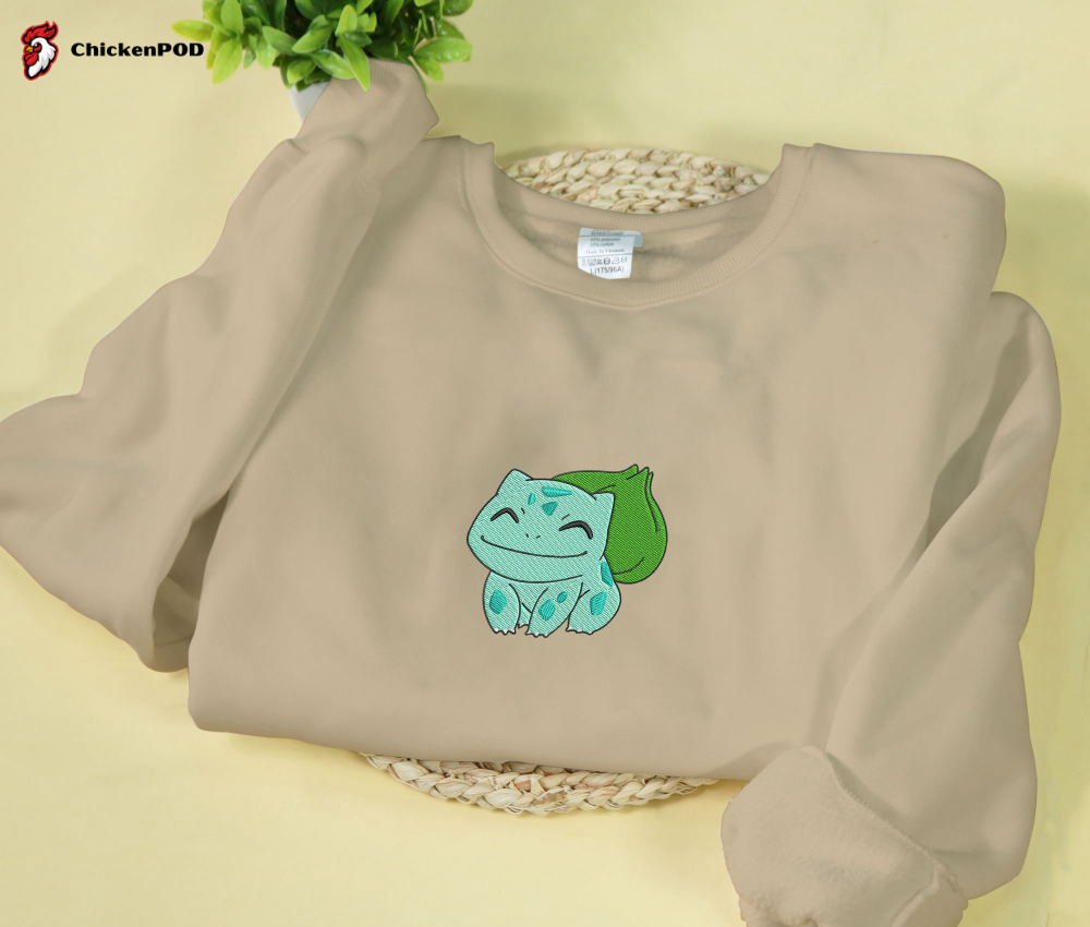 Bulbasaur Embroidered Sweatshirt – Anime Gifts for Fans