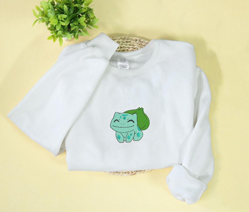 Bulbasaur Embroidered Sweatshirt – Anime Gifts for Fans