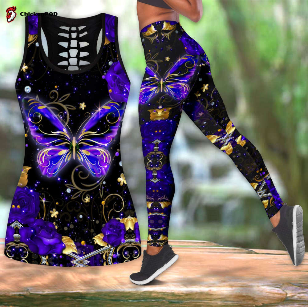 Butterfly Combo Legging + Hollow Tanktop .S