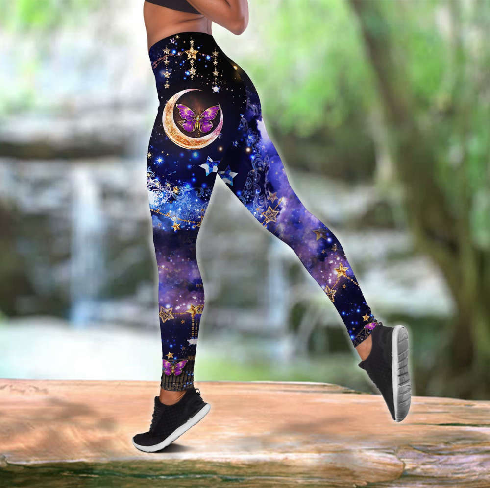 Butterfly Flying To The Moon All Over Printed Combo Legging + Tanktop