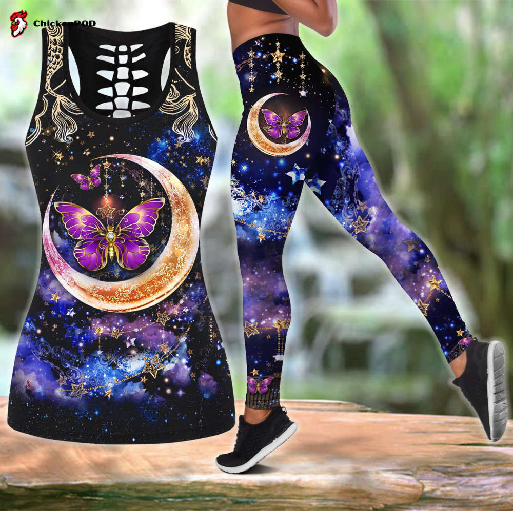 Butterfly Flying To The Moon All Over Printed Combo Legging + Tanktop