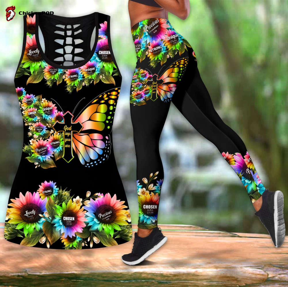 Butterfly Sunflower God say You Are Combo Legging + Tank Top