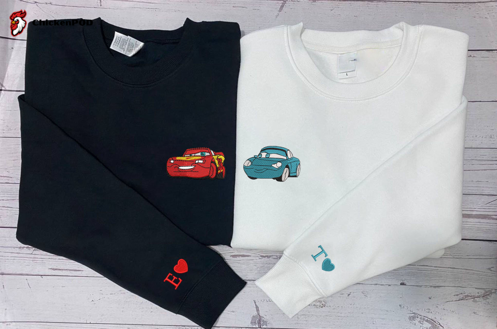 Cars Couple Sweater: Mcqueen x Sally Embroidered Sweatshirt – Trending Vintage Hoodie